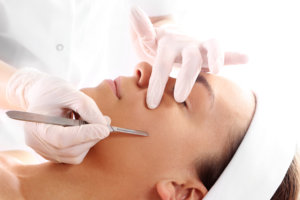 woman getting a dermaplaning treatment