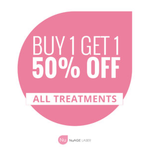buy 1 get 1 50% off all treatments promotion